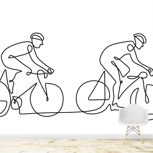 Papier peint personnalisable Cyclistes linéaires