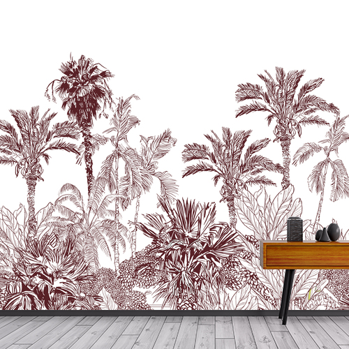 Papier peint personnalisable Gravure de la jungle tropicale