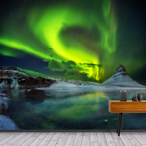 Papier peint personnalisable Auroré boréale Islande