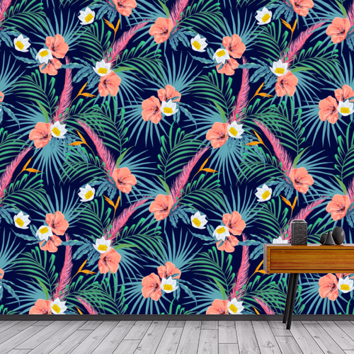 Papier peint personnalisable Belles fleurs tropicales