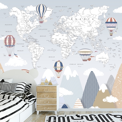 Papier peint personnalisable Carte du monde dans les montagnes