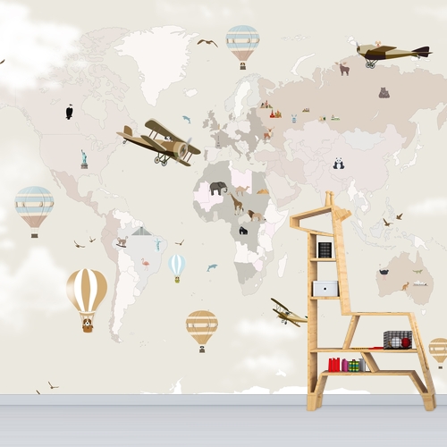 Papier peint personnalisable Carte du monde des exploratrices