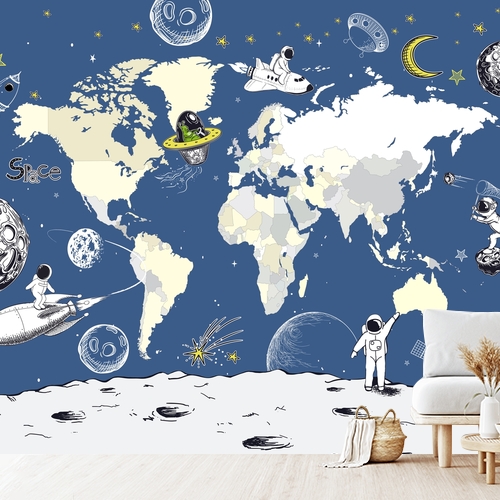 Papier peint personnalisable Carte du monde spatiale