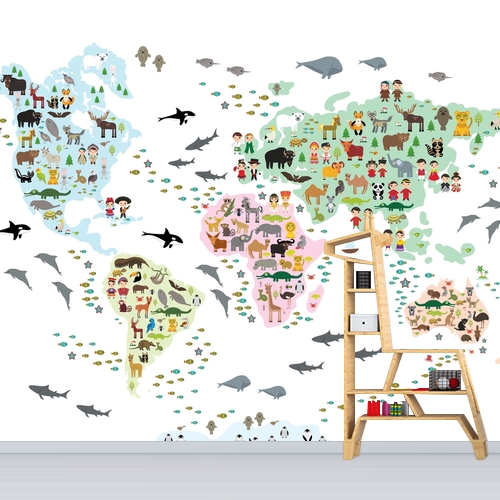 Papier peint personnalisable Carte géographique pour les enfants