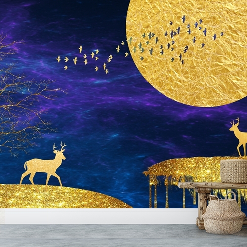 Papier peint personnalisable Cerfs lunaires