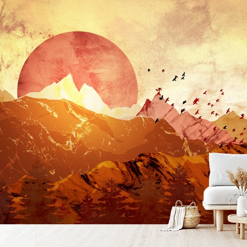 Papier peint personnalisable Collage montagnes d'automne
