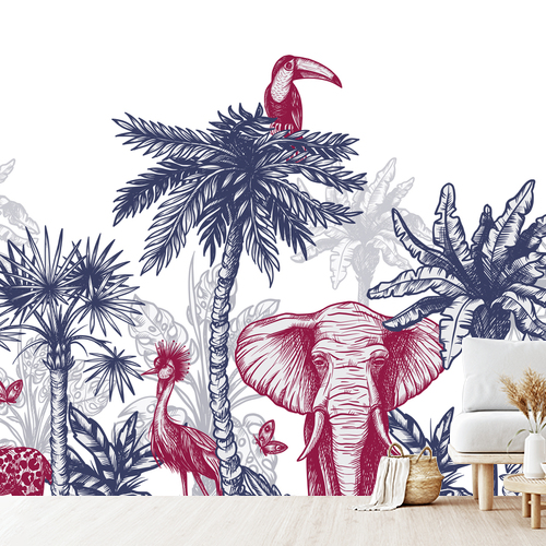 Décorez votre intérieur : imprimez vos photos sur tapisserie déco ou optez pour notre modèle "Défilé tropical en rouge"! Sur mesure, fabriqué en France
