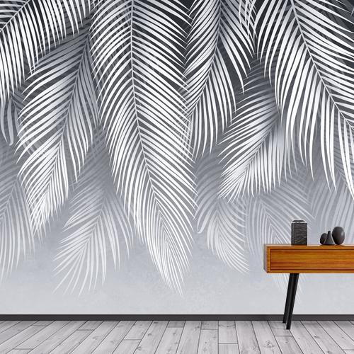 Décorez votre intérieur : imprimez vos photos sur tapisserie déco ou optez pour notre modèle "Fresque murale palmes blanches"! Sur mesure, fabriqué en France