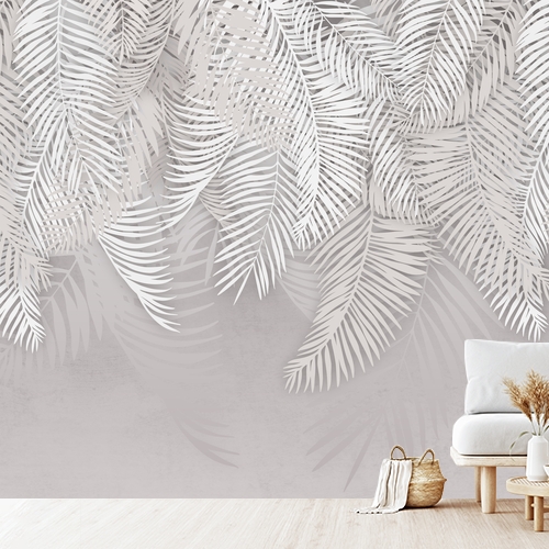 Papier peint personnalisable Fresque murale palmes claires