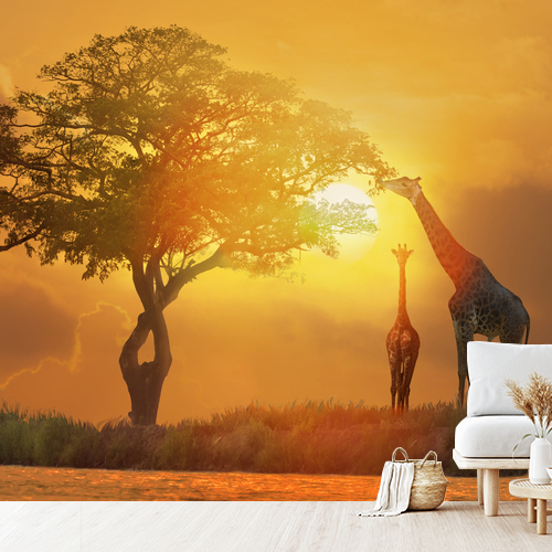 Papier peint personnalisable Girafes en Afrique