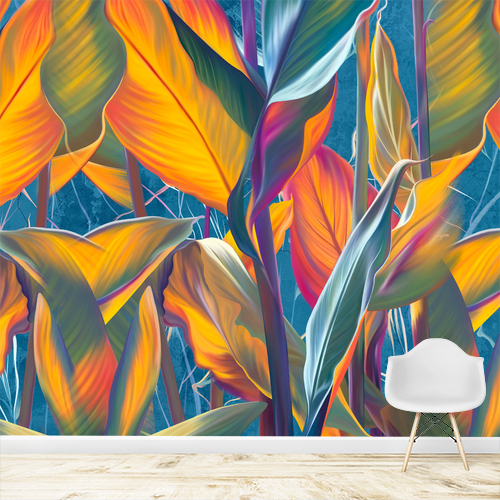 Papier peint personnalisable Hot tropical leaves