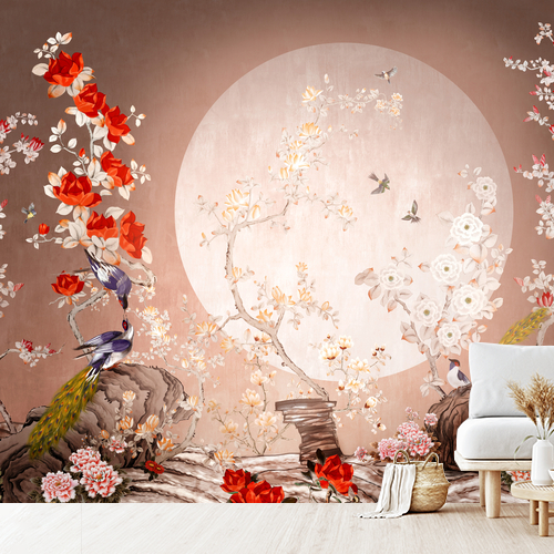 Papier peint personnalisable Illustration d'une nature style chinois