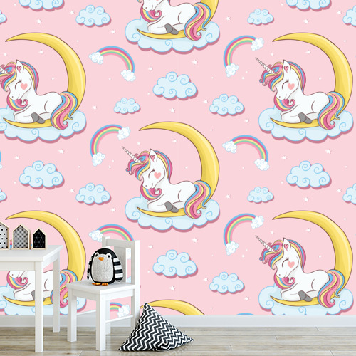 Papier peint personnalisable Licorne lune