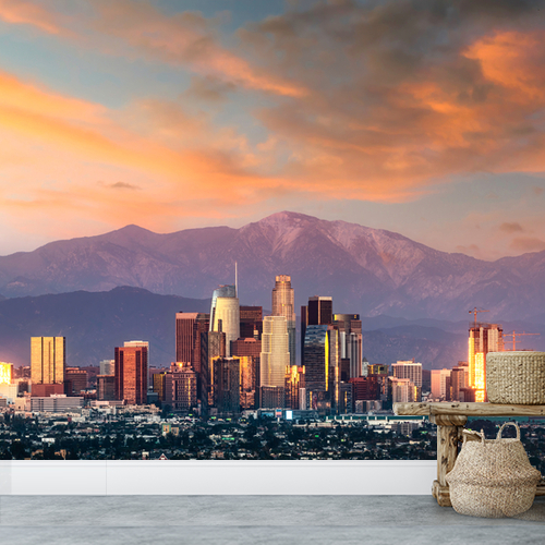 Papier peint personnalisable Los Angeles Skyline Sunset