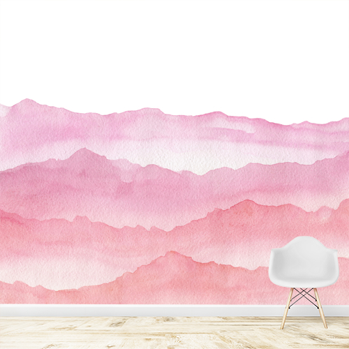 Papier peint personnalisable Montagnes ondulées rosées