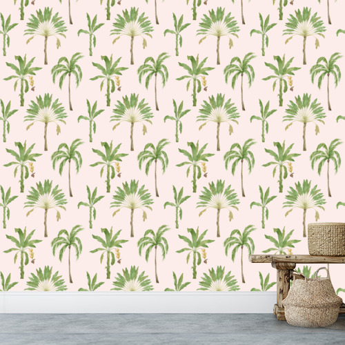Décorez votre intérieur : imprimez vos photos sur tapisserie déco ou optez pour notre modèle "Palm Trees Pink"! Sur mesure, fabriqué en France