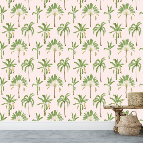 Papier peint personnalisable Palm Trees Pink