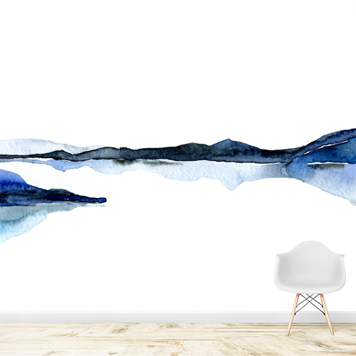 Papier peint personnalisable Paysage indigo d'un lac dans les montagnes