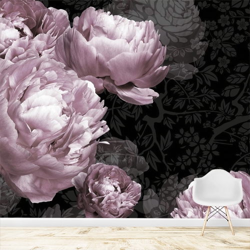 Papier peint personnalisable Peonies roses