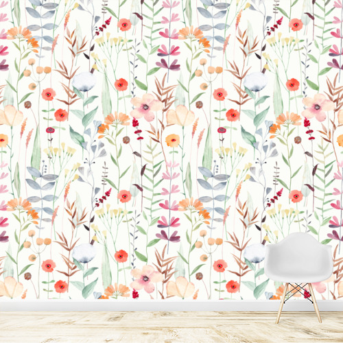Papier peint personnalisable Prairie fleurs sauvages
