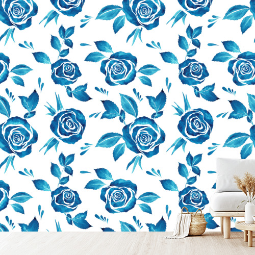 Papier peint personnalisable Roses bleues