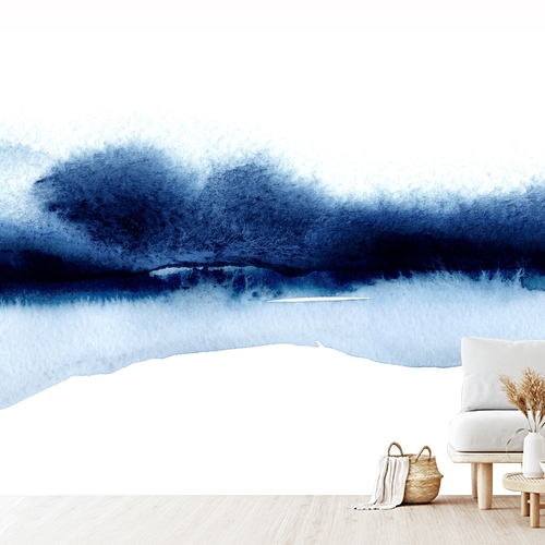 Papier peint personnalisable Silhouette des montagnes du lac