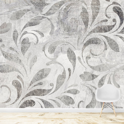 Papier peint personnalisable Texture de ciment avec fond floral