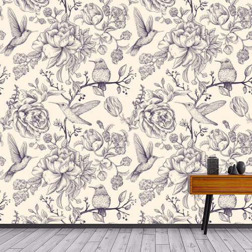 Papier peint personnalisable Toile rétro vintage little birds