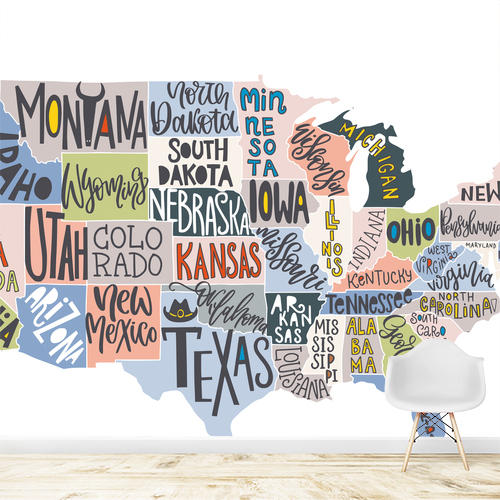 Papier peint personnalisable World map country names
