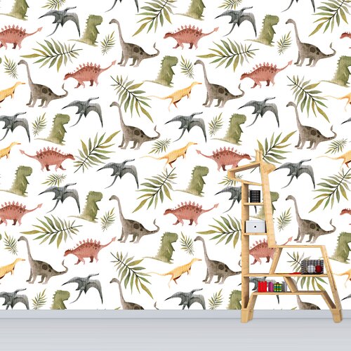 papier peint modèle Dinosaures et aquarelle