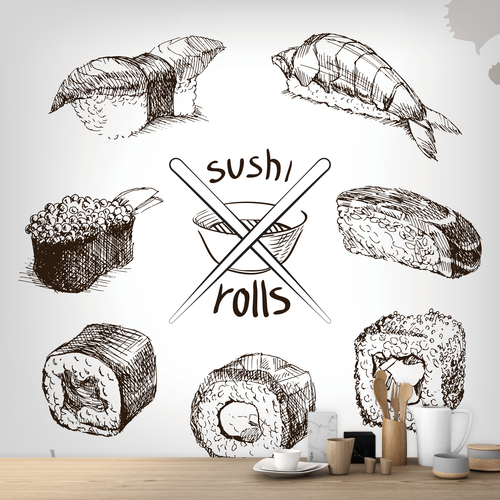 Papier peint restaurant modèle Sushi