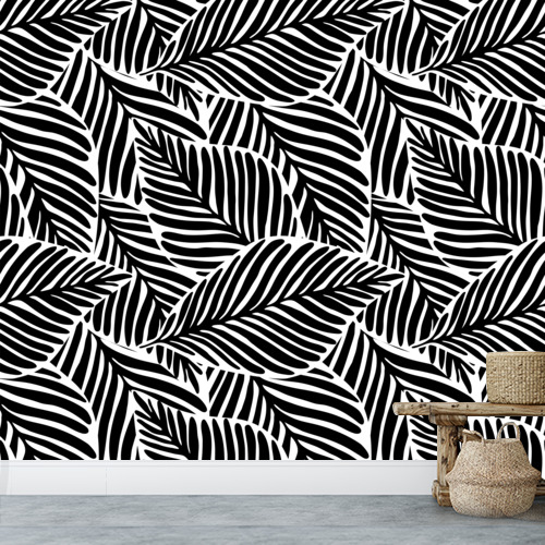 papier peint noir et blanc modèle veines florales